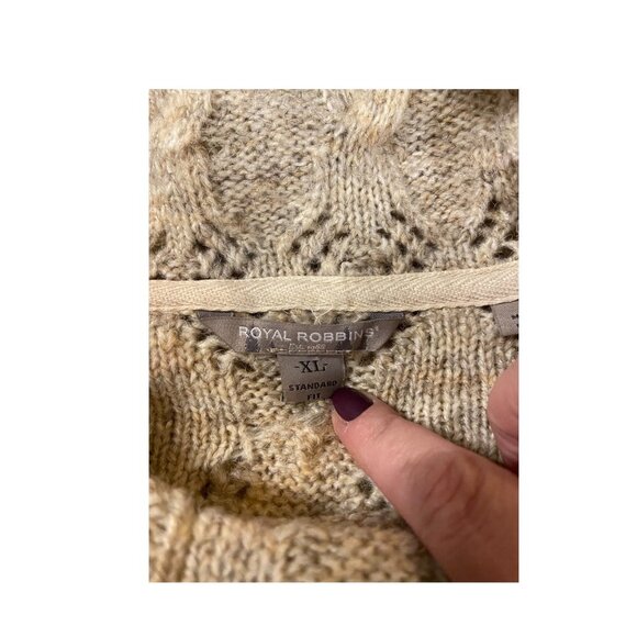 Royal Robbins Sierra Pullover Sweater Beige Size XL Cowl Neck Neutral Cozy Boho - Picture 3 of 12